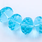 11mm x 17mm Light Aqua Coated Oblate "Gem-Cut" Fire Polished Bead #GCY014
