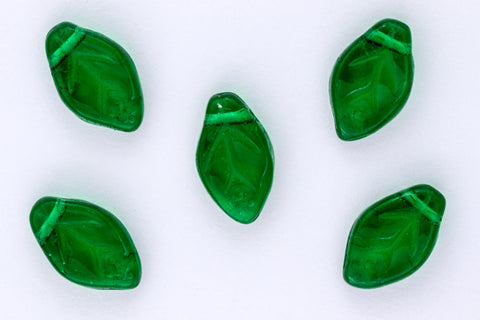 12mm Transparent Medium Emerald Leaf Bead #GEY004