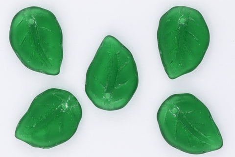 14mm Matte Light Emerald Leaf Bead #GEY005