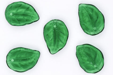 14mm Transparent Light Emerald Leaf Bead #GEY006