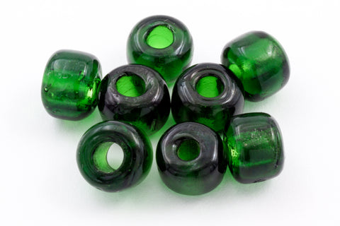 9mm Transparent Emerald Glass Crow Bead (50 Pcs) #IGM003