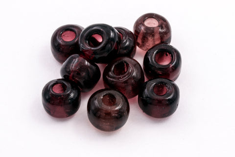 6mm Transparent Amethyst Glass Crow Bead (50 Pcs) #IGN002