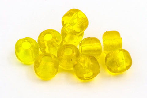 6mm Matte Transparent Yellow Glass Crow Bead (50 Pcs) #IGN003