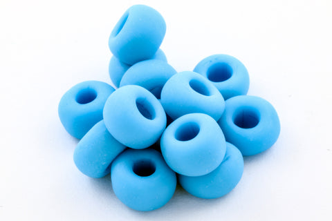 6mm Matte Sky Blue Glass Crow Bead (50 Pcs) #IGN004