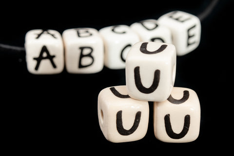 12mm Ceramic "U" Alphabet Bead #ABD121