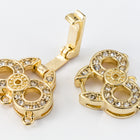 27mm x 15.5mm Bright Gold Pavé Crystal 3 Loop Buckle Clasp #CLA175-General Bead