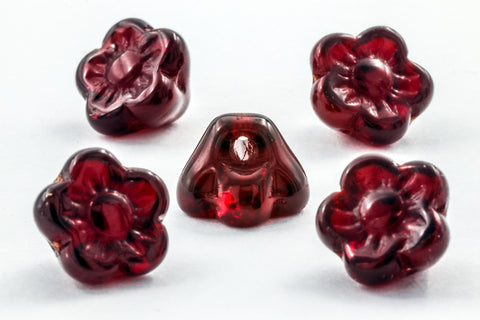 7mm Garnet Flower w/ Button Back #KHJ017