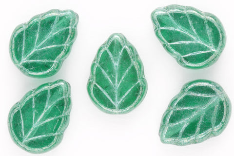 8mm x 10mm Luminous Emerald Leaf Bead #KIE017