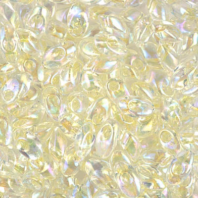 7mm Pale Yellow Lined Crystal AB Miyuki Long Magatama Bead (125 Gm) #2146
