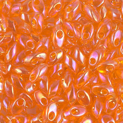 7mm Transparent Orange AB Miyuki Long Magatama Bead (125 Gm) #253