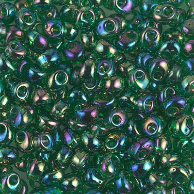 4mm Transparent Green AB Magatama Bead (125 Gm) #179