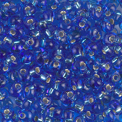4mm Silver Lined Sapphire Magatama Bead (125 Gm) #19