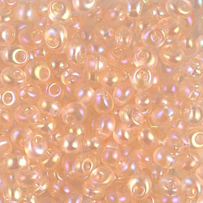 4mm Transparent Light Peach AB Magatama Bead (125 Gm) #2132