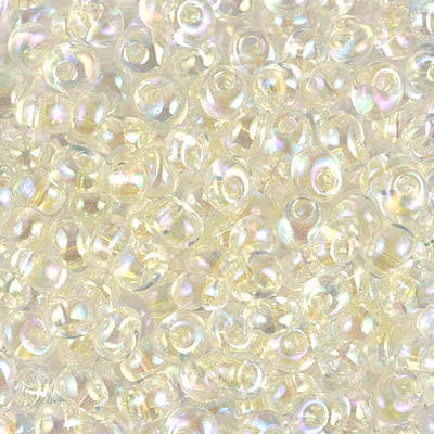 4mm Pale Yellow Lined Crystal AB Magatama Bead (125 Gm) #2146