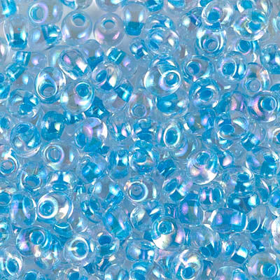 4mm Aqua Lined Crystal AB Magatama Bead (125 Gm) #2149