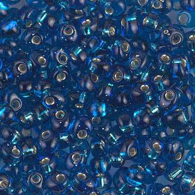 4mm Silver Lined Capri Blue Magatama Bead (125 Gm) #25