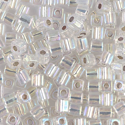 4mm Silver Lined Crystal AB Miyuki Cube Bead (125 Gm) #1001
