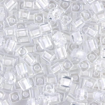 1.8mm White Lined Crystal Miyuki Cube Bead (125 Gm) #1104