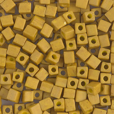 4mm Matte Opaque Mustard Miyuki Cube Bead (125 Gm) #1233