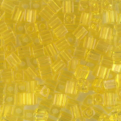 4mm Transparent Yellow Miyuki Cube Bead (125 Gm) #136