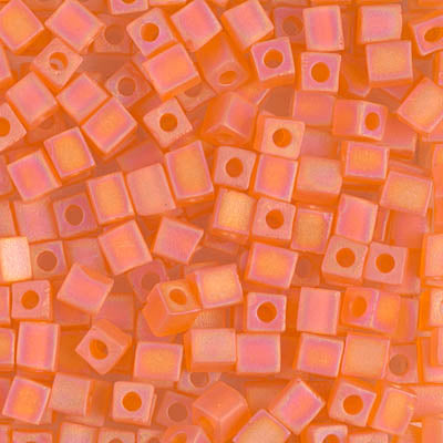 4mm Matte Transparent Orange AB Miyuki Cube Bead (125 Gm) #138FR