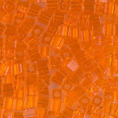 3mm Transparent Orange Miyuki Cube Bead (125 Gm) #138