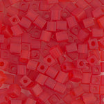 4mm Matte Transparent Red Orange Miyuki Cube Bead (125 Gm) #140F