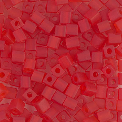 4mm Matte Transparent Red Orange Miyuki Cube Bead (125 Gm) #140F