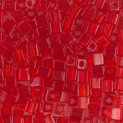 3mm Transparent Red Orange Miyuki Cube Bead (125 Gm) #140
