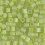 1.8mm Matte Transparent Chartreuse AB Miyuki Cube Bead (125 Gm) #143FR