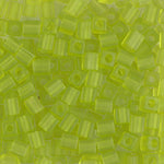 4mm Matte Transparent Chartreuse Miyuki Cube Bead (125 Gm) #143F