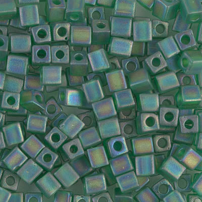 4mm Matte Transparent Green AB Miyuki Cube Bead (125 Gm) #146FR