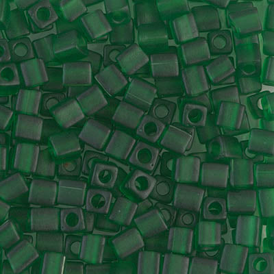 4mm Matte Transparent Green Miyuki Cube Bead (125 Gm) #146F