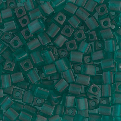 4mm Matte Transparent Emerald Miyuki Cube Bead (125 Gm) #147F