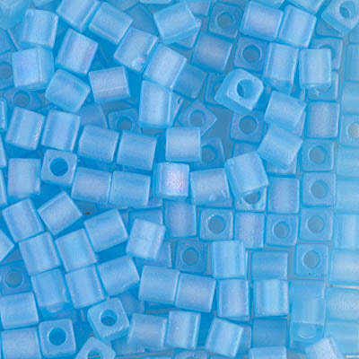 4mm Matte Transparent Aqua AB Miyuki Cube Bead (125 Gm) #148FR