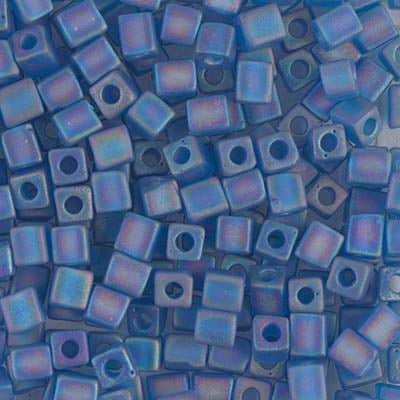 4mm Matte Transparent Capri Blue AB Miyuki Cube Bead (125 Gm) #149FR