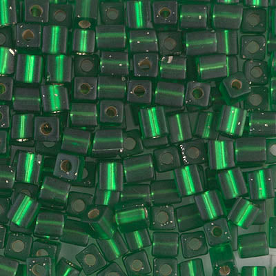 3mm Matte Silver Lined Green Miyuki Cube Bead (125 Gm) #16F
