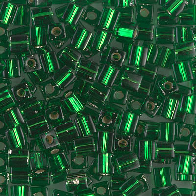1.8mm Silver Lined Green Miyuki Cube Bead (125 Gm) #16