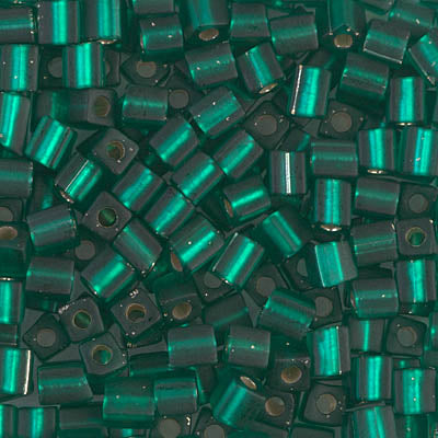 3mm Matte Silver Lined Emerald Miyuki Cube Bead (125 Gm) #17F