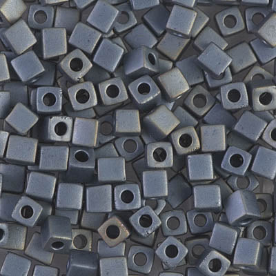 4mm Matte Metallic Silver Gray Miyuki Cube Bead (125 Gm) #2002