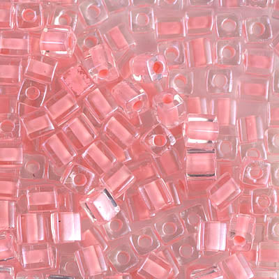 4mm Baby Pink Lined Crystal Miyuki Cube Bead (125 Gm) #204