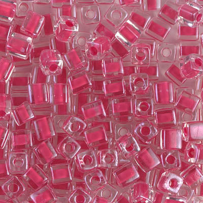 1.8mm Carnation Pink Lined Crystal Miyuki Cube Bead (125 Gm) #208