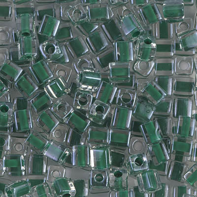 4mm Forest Green Lined Crystal Miyuki Cube Bead (125 Gm) #217