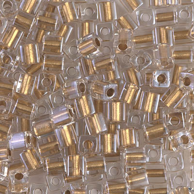 1.8mm Sparkling Metallic Gold Lined Crystal Miyuki Cube Bead (125 Gm) #234