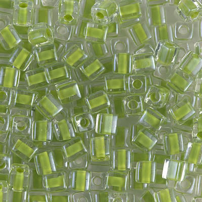 1.8mm Lime Lined Crystal Miyuki Cube Bead (125 Gm) #245