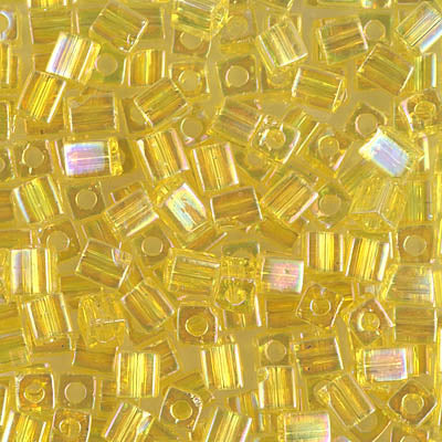 4mm Transparent Yellow AB Miyuki Cube Bead (125 Gm) #252