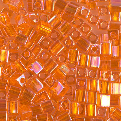 4mm Transparent Orange AB Miyuki Cube Bead (125 Gm) #253