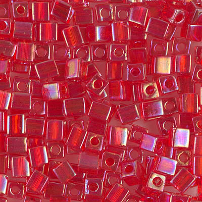 1.8mm Transparent Red AB Miyuki Cube Bead (125 Gm) #254