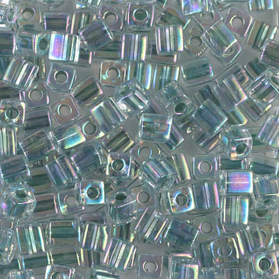 4mm Sea Foam Lined Crystal AB Miyuki Cube Bead (20 Gm, 250 Gm) #JJL009