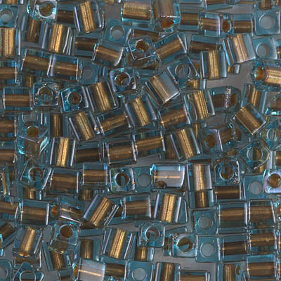4mm Sparkling Bronze Lined Aqua Miyuki Cube Bead (125 Gm) #2642